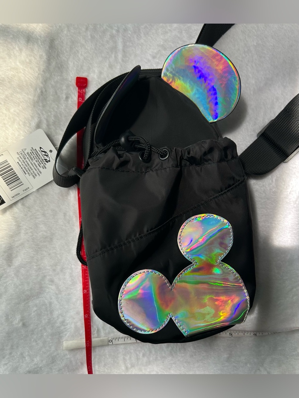 Disney Black Crossbody Shoulder Bag with Iridescent Mickey Ears New! - Picture 4 of 5